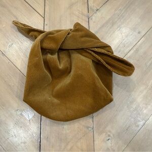 Merit Beauty The Signature Cosmetic Tie KnotMakeup Bag Corduroy Warm Caramel